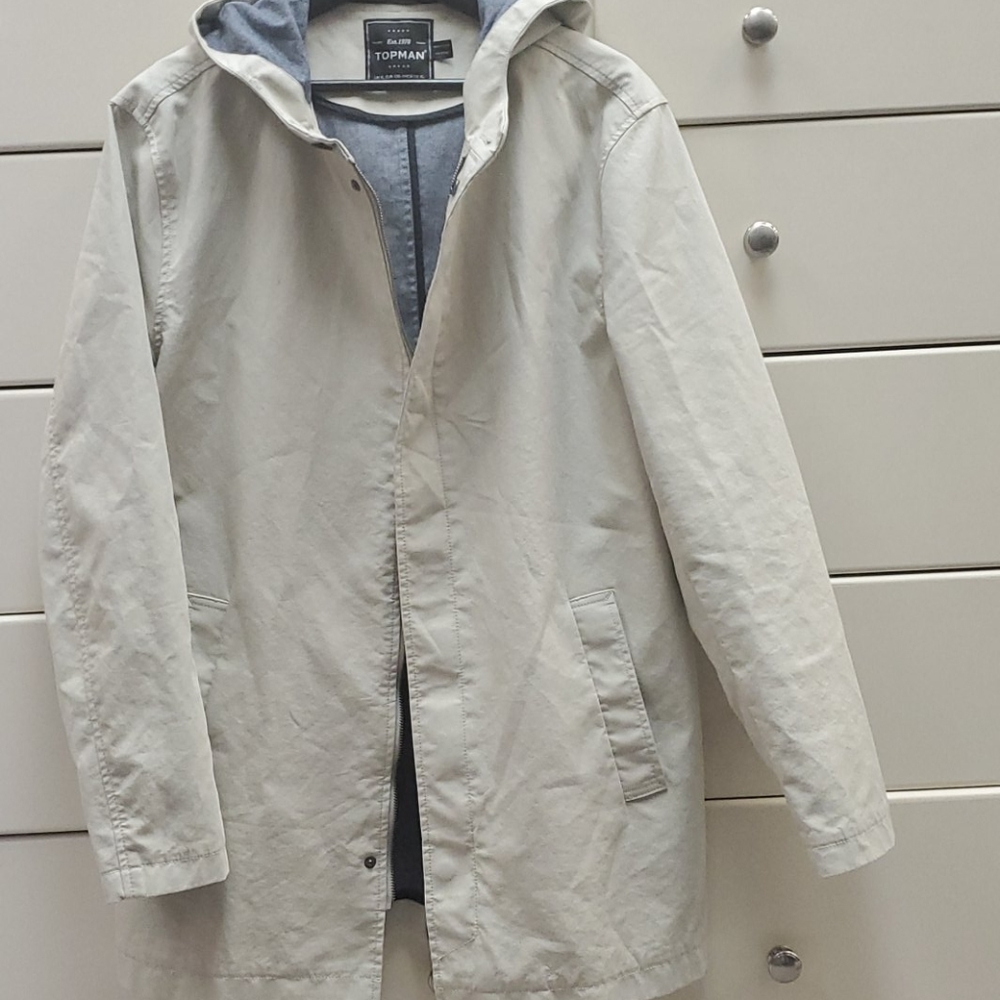 Topman khaki zippered jacket with hood